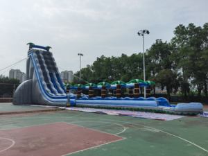 Glissière gonflable la plus longue de palmier gonflable populaire avec la glissière <span class=keywords><strong>d</strong></span>'eau <span class=keywords><strong>d</strong></span>'éclaboussure de <span class=keywords><strong>toboggan</strong></span> de piscine - Product Image 2