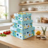Lot de 3 boîtes cadeaux oblongues en carton rigide avec motif étoile en relief, en matériaux recyclés, pour l'emballage de cadeaux d'anniversaire pour enfants