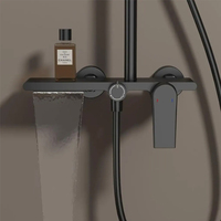 Laiton 3 voies cascade salle de bain en laiton mural noir pluie douche ensemble coulissant en laiton bain douche robinet ensembles