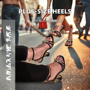 איכות טובה נשים פלוס גודל גביש חיצוני מרובע עיצוב סנדלים עקב נעלי עקב נעלי עקב rhinestone - Product Image 5