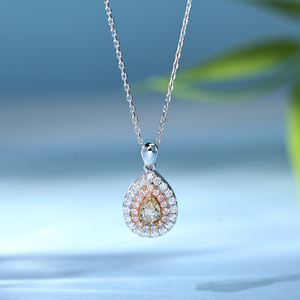 Colgante de Diamante Natural de Corte Pera, Color Blanco y Rosa, de Alta Calidad, en Oro Sólido de 18K, Joyería Fina para Uso Diario, Certificado IGI - Product Image 6