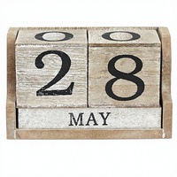 Calendrier de bureau en blocs de bois écologiques personnalisables en usine, design Art Déco, blocs de présentation du mois et de la date en bois durable pour le bureau