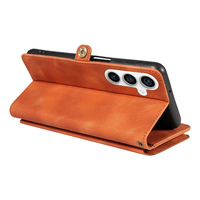 Dompet Kulit PU untuk Samsung S23 FE, 9 Slot Kartu + Kantong Koin Ber-resleting, Penyangga, Pemblokir RFID, 360 °   Perlindungan