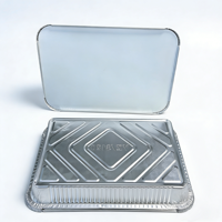 SP4328 2200ml Einweg-Aluminiumfolienbehälter |   Rechteckige Lebensmittelverpackungsschale mit Papierdeckel für Backen und Catering