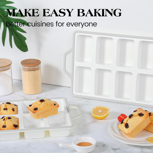 Moule à pâtisserie rectangulaire 8 cavités MUYULINS Factory, qualité platine LFGB, antiadhésif, sans BPA, en silicone, pour gâteaux et muffins. - Product Image 6