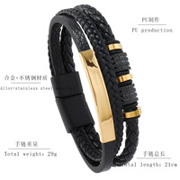 Nouveau Bracelet Créatif en Corde de Cuir Tressée Personnalisé, en Acier Inoxydable avec Fermoir Magnétique, Accessoire de Mode