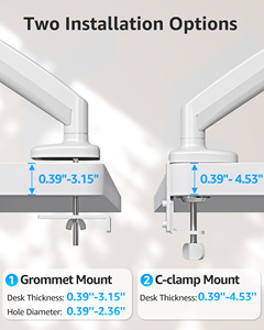 ขาตั้งจอคอมพิวเตอร์สีขาว ขนาด 17-32 นิ้ว วัสดุโลหะผสมเหล็ก สำหรับจอเดี่ยว ติดตั้งบนโต๊ะ - Product Image 6