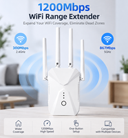 Répéteur WiFi sans fil 1200 Mbps, amplificateur de portée double bande 802.11ac avec port LAN WPS pour la maison et le bureau