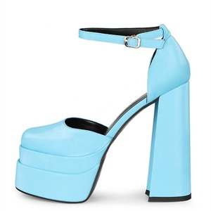 Nude Ankle Strap Square Toe Sandals Summer Shoes for Women Dress 43 2022 Spring Latest Concise Platform <b>Block</b> High Heel Shoes - Product Image 2