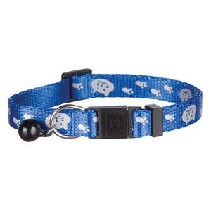 Collier pour chat en nylon réfléchissant bleu avec motif de patte pour chats - Product Image 1