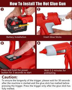 Kit de <span class=keywords><strong>Pistola</strong></span> de Pegamento Caliente Digital LED Inalámbrica QIYUN, Batería de 18V, 10 Barras de Pegamento Caliente de 0.43'', Material ABS - Product Image 5