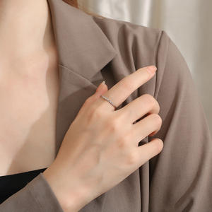 Simple Geometric Titanium Steel <b>Ring</b> 1mm For Women Wedding Jewelry Steel Color - Product Image 4