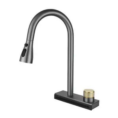 Commercial Gun Grey Kitchen Faucet with Pull Out Dual Function Spray head in Finish