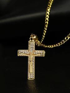 <span class=keywords><strong>Collana</strong></span> con Croce da <span class=keywords><strong>Uomo</strong></span> <span class=keywords><strong>Placcata</strong></span> <span class=keywords><strong>in</strong></span> Vero <span class=keywords><strong>Oro</strong></span> 14K con Catene Anti-Ossidazione e Ciondolo Crocifisso di Gesù da 24 Pollici Regalo Gioielleria Religiosa Cristiana - Product Image 6