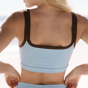 Reggiseno Sportivo da Donna con Doppia Spallina e Bordi <span class=keywords><strong>a</strong></span> Contrasto in Tessuto Riciclato Traspirante ad Alto Supporto per Palestra, Fitness e Pilates - Product Image 2