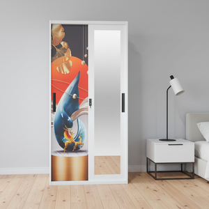 Armario de Acero Impreso con 2 Puertas Corredizas y Espejo, Diseño Personalizado, Armario Metálico para Almacenamiento <span class=keywords><strong>en</strong></span> Hoteles - Product Image 3