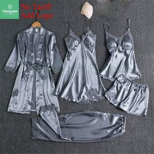 Satin Sexy Lace Pajamas Set Pajamas Silk Home Wear with Leather <strong>Jama</strong> Women's Pajamas with Chest Pads - Product Image 1