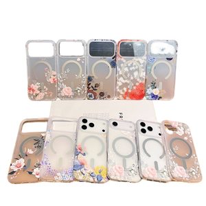 Nouvelle coque de téléphone semi-transparente florale mate effet givré antichoc en TPU+PC à aimants puissants pour 17 Pro Max 16 15 14 - Product Image 3