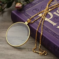 Handheld 5X Magnifying Glass Pendant Necklace Magnifier