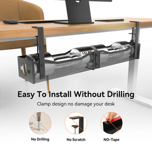 Support de gestion des câbles sous le bureau, 1 niveau, à fixation murale sans perçage, pour le rangement des appareils électroniques de bureau - Product Image 5