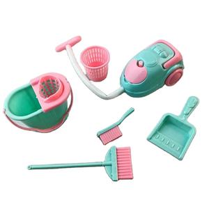 Ensemble de nettoyage pour maison de poupée en plastique pour enfants, jouets de bricolage, ensemble d'outils de nettoyage pour maison de poupée, balai, serpillière, <span class=keywords><strong>aspirateur</strong></span>, jouets pour accessoires de poupée - Product Image 1