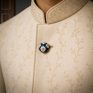 Elegante Botón de Latón Azul Marino con Diseño Floral y Detalles de Cristal Hechos a Mano para Ropa Formal Masculina - Cumpleaños y Aniversarios - Product Image 5