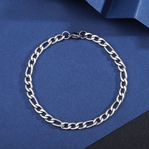 <strong>Men's</strong> Vintage Trendy Stainless Steel <strong>Silver</strong> Plated <strong>Bangles</strong> with Cuban Chain Design Versatile Washable Gift for Europe America - Product Image 6
