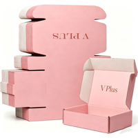Boîte d'expédition pliable rose personnalisée avec rabats découpés et face unie pour l'envoi de vêtements et de cadeaux