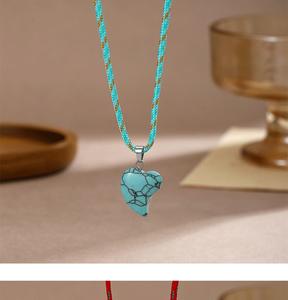 नई क्रॉस बॉर्डर प्राकृतिक एगेट प्यार पेलेंट हार समायोज्य ब्रेडेड रस्सी के साथ - Product Image 4