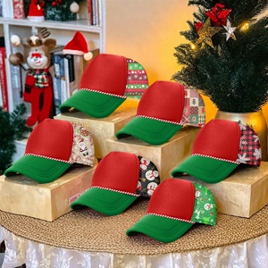 Bán Buôn Giáng Sinh Vui Vẻ <span class=keywords><strong>5</strong></span> Bảng Điều Chỉnh In Snapback Mũ Bóng Chày Tùy Chỉnh Thiết Kế Sọc ca rô Lưới Bọt Trucker Mũ - Product Image 2