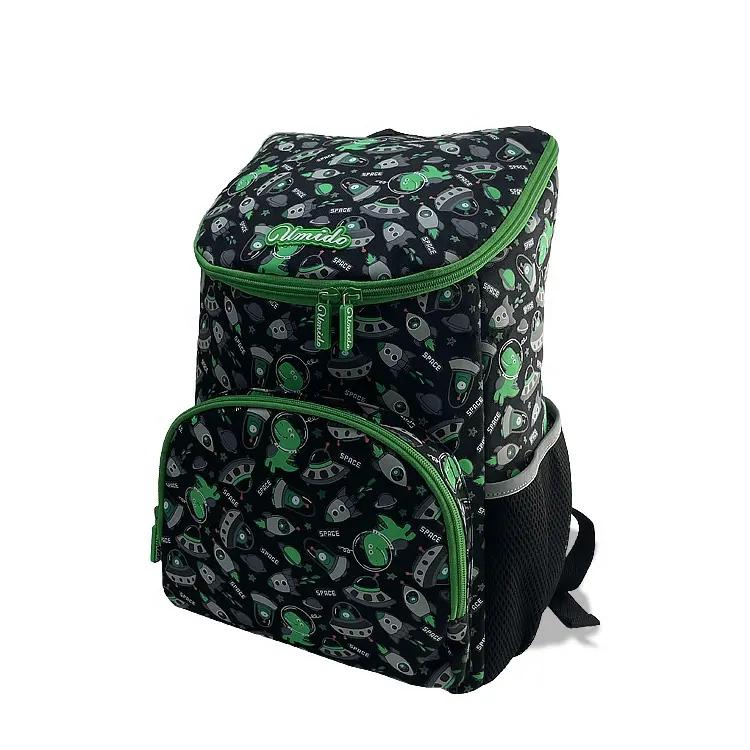 2023 Novo design Durável Meninos Laptop cartoon School Bag cor verde Poliéster Escola Viagem mochila Crianças Para O Ensino Médio