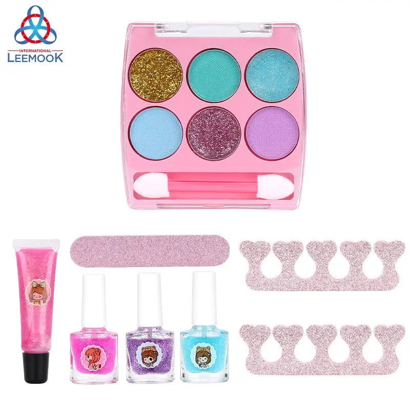 Leemook Wholesale Hot Kids Make Up Set Play House Game Washable Girls Cosmetic Makeup Nail Set