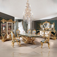 Table à manger antique classique européenne ensemble de chaises Table en bois ovale solide pour Villa maison Restaurant hôtel meubles de salle à manger