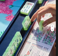 Ensemble de Mahjong Classique Moderne de Luxe en Acrylique Radiant Matcha Pearl Garden pour 4 Joueurs, Coffret Cadeau Universel pour le Divertissement