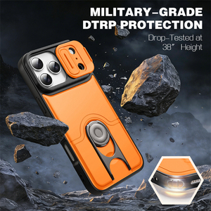 เคสโทรศัพท์แบบมีขาตั้งกล้อง Armor Push-pull สำหรับ iPhone 17 16 15 14 Pro Max ป้องกันการกระแทก พร้อมวงแหวนและฝาหลัง - Product Image 6
