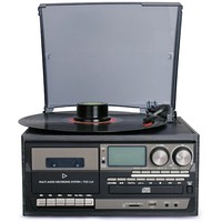 Tourne-disque rétro 10 en 1 avec lecteur CD BT, cassette, radio FM, gramophone vintage, centre musical tout-en-un et décoration de salon