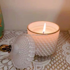 <span class=keywords><strong>Portacandele</strong></span> in Vetro di Lusso Vuoti all'Ingrosso con Bordi Dorati e <span class=keywords><strong>Portacandele</strong></span> Bianchi con Coperchi per Decorazioni Matrimoniali - Product Image 3
