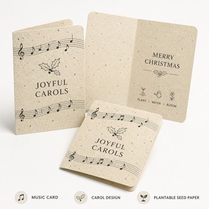 Carte de Noël musicale Plantable avec notes et portées musicales – Carte en papier grainé pour la vente en gros - Product Image 1