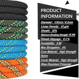 Cuerda de Escalada de Nailon Wokedo, Alta Resistencia, Resistente al Desgaste, Cuerda Estática/Dinámica para 1-2 Personas, 9m de Longitud, para Montañismo al Aire Libre - Product Image 2