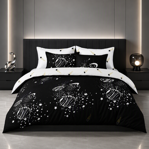 Juego de Ropa de Cama con Diseño de Cielo Nocturno Estrellado, Edredón con Estampado de Planetas del Universo, Poliéster, Stock Local en Polonia, 3 Piezas - Product Image 1