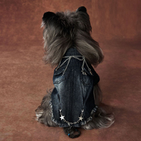 Vêtements en jean pour chien, design chaîne étoile, style mode, veste en jean noir pour chien, manteau deux pattes pour animal de compagnie