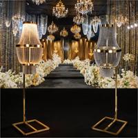 Lustre en métal doré et cristal pour décoration de mariage, événements, fêtes, arrière-plans de scène et plafonds