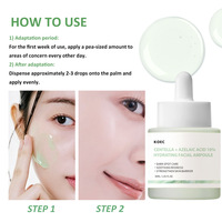 Sérum Ampoule Visage Hydratant en Profondeur à l'Acide Azélaïque et à la Centella Asiatica Naturelle, Soin Anti-Taches et Apaisant les Rougeurs, 30ml