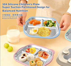 Plateau repas carré en acier inoxydable pour enfants avec couvercle et bord bleu, idéal pour les plats à emporter - Product Image 5
