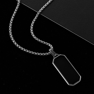 Collier pendentif en acier titane tendance, double face poli, forme de cœur, diamant personnalisé, chaîne à maillons pour pulls - Product Image 2