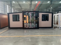 Casas Contenedor Plegables y Expandibles de Alta Calidad, Resistentes a Huracanes, de 2 Dormitorios, con Doble Ala, de 40 pies, para Hoteles y Oficinas