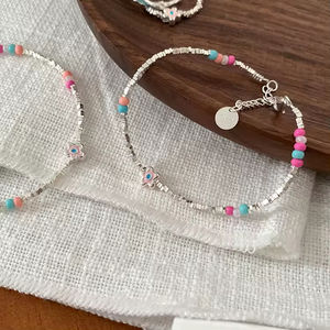 กำไลข้อมือลูกปัดโบฮีเมียนสำหรับผู้หญิง เงินแท้ 925 กำไลแฟชั่นเรียบง่ายสำหรับผู้หญิงและเด็กผู้หญิง - Product Image 3