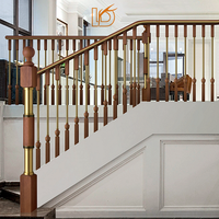 Balustre d'escalier carré décoré de style minimaliste de luxe, de haute qualité, en bois et cuivre, 35 mm, pour rampe intérieure