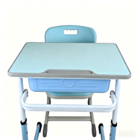 Ensemble bureau et chaise ergonomiques réglables en hauteur pour étudiants avec tiroir de rangement intelligent et crochet pour livres pour mobilier de classe scolaire