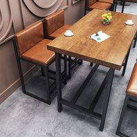 Tables de bar en bois massif de style industriel, tables hautes/chaises et meubles de bar commerciaux pour cafés, magasins de thé au lait et pubs